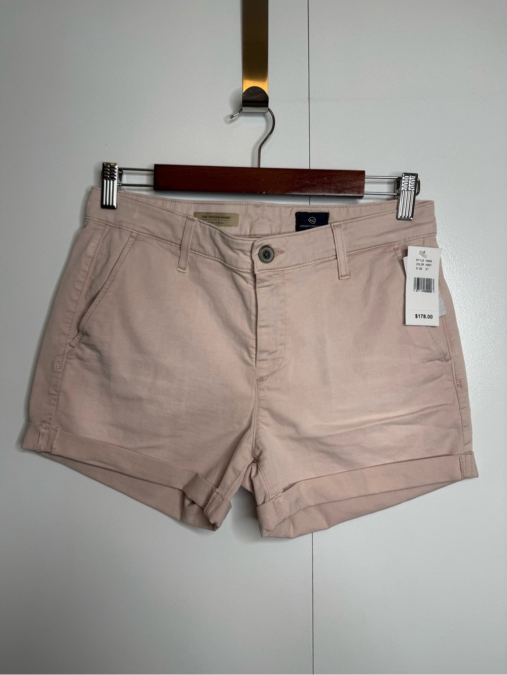 AG Adriano Goldschmied Tristan Dusty Pink Denim Shorts Size 27 NWT $178